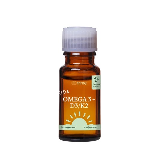 Dětské kapky Kids Omega 3 + D3/K2 s omega-3 DHA EPA pro zdravý vývoj, podporu imunity a zraku.